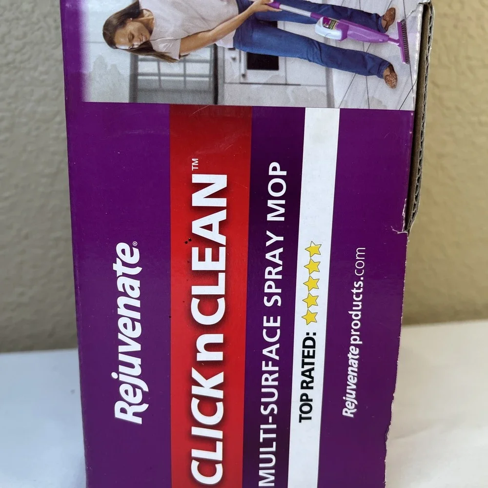 New- Rejuvenate Click N Clean Multi-Surface Microfiber Spray Mop & Grout Brush